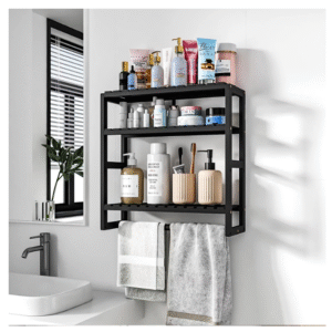 Bamworld Bamboo Bathroom Shelves Organizer Towel Rack